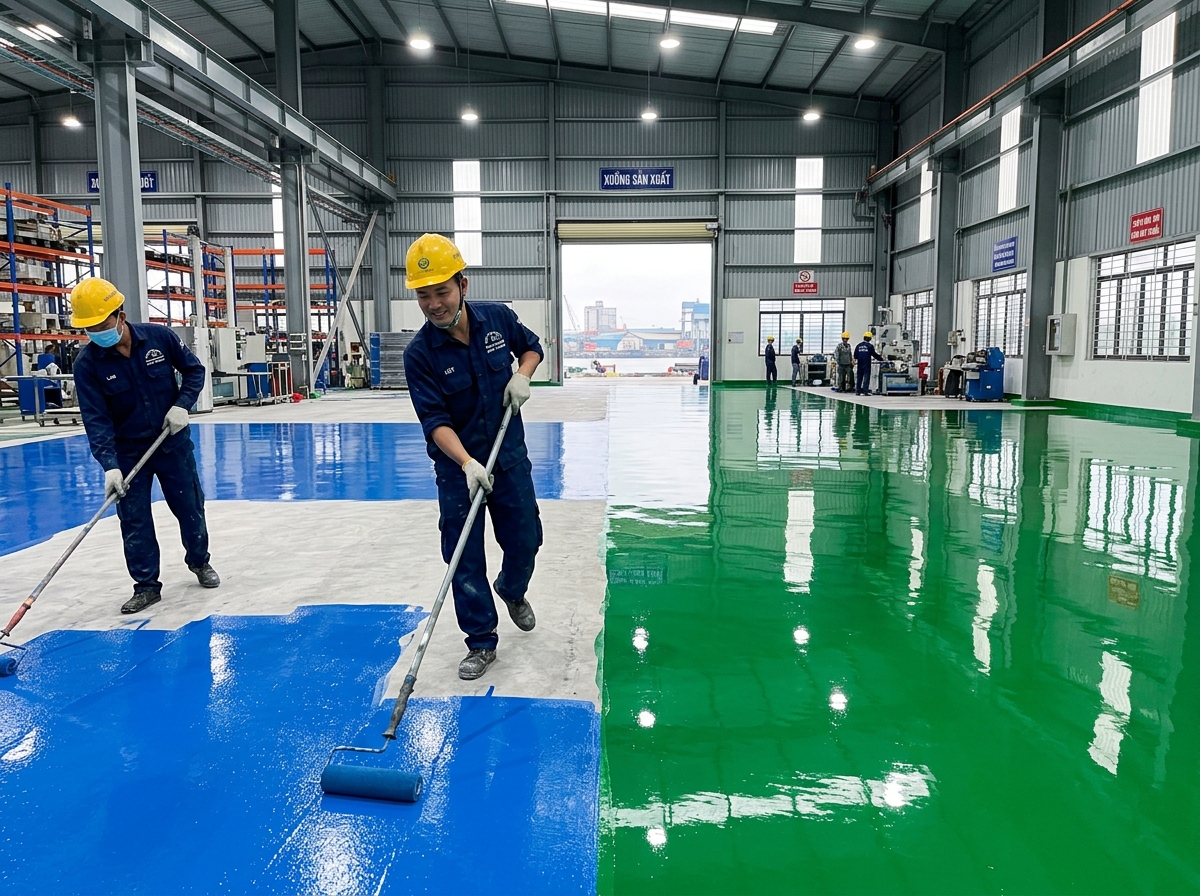 Sơn sàn Epoxy chống thấm nhà xưởng Hải Phòng